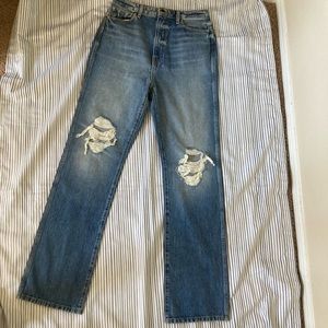 FALL 🍁 KHAITE High Rise Distressed Blue Jeans